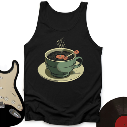 Coffee Cup Record Player Unisex Tank Top