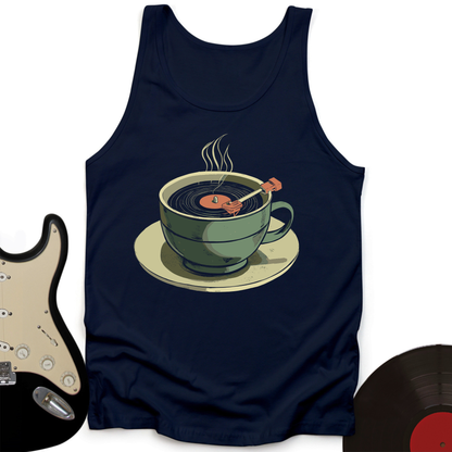 Coffee Cup Record Player Unisex Tank Top