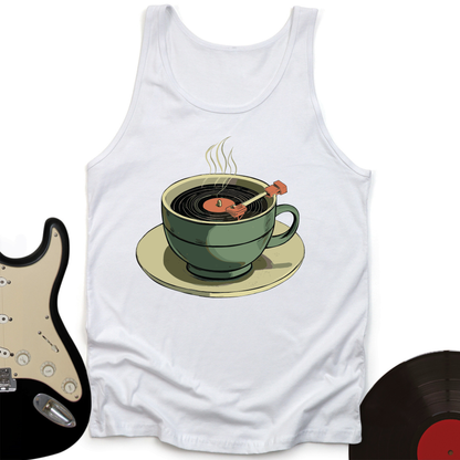 Coffee Cup Record Player Unisex Tank Top