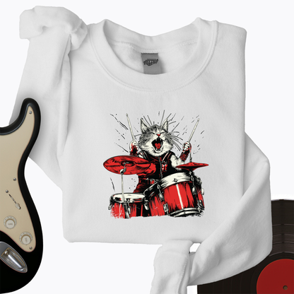 Cat Playing Drums Crewneck
