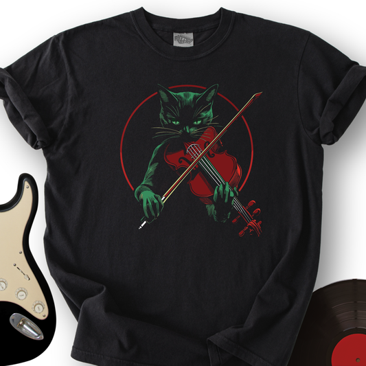 Black Cat Violin T-Shirt