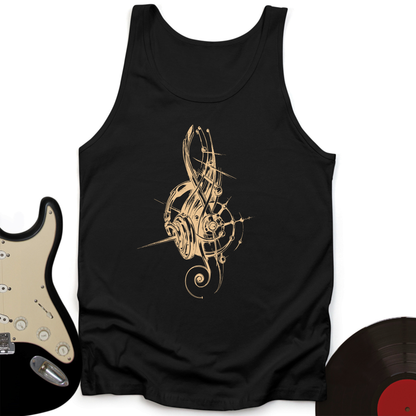 Treble Clef Headphones Unisex Tank Top