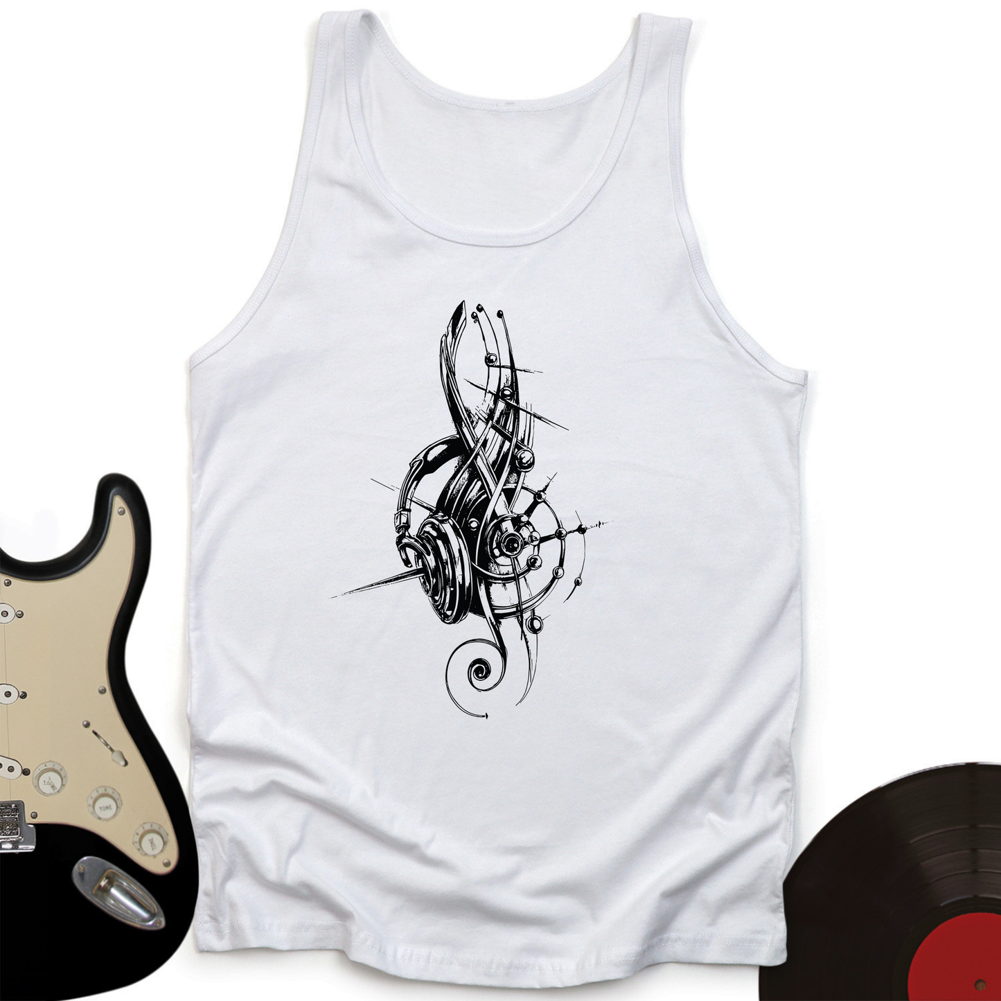 Treble Clef Headphones Unisex Tank Top