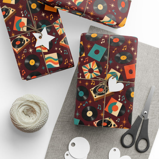 Vinyl Record Collage Wrapping Paper