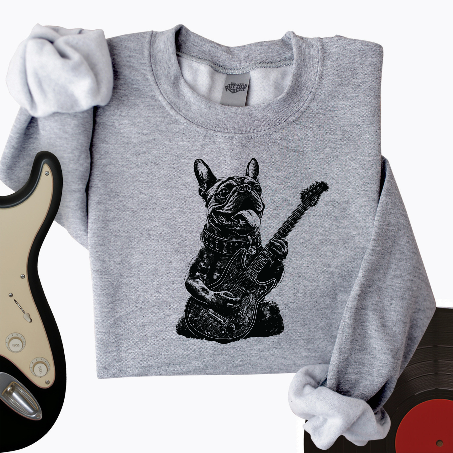French Bulldog Guitar Crewneck