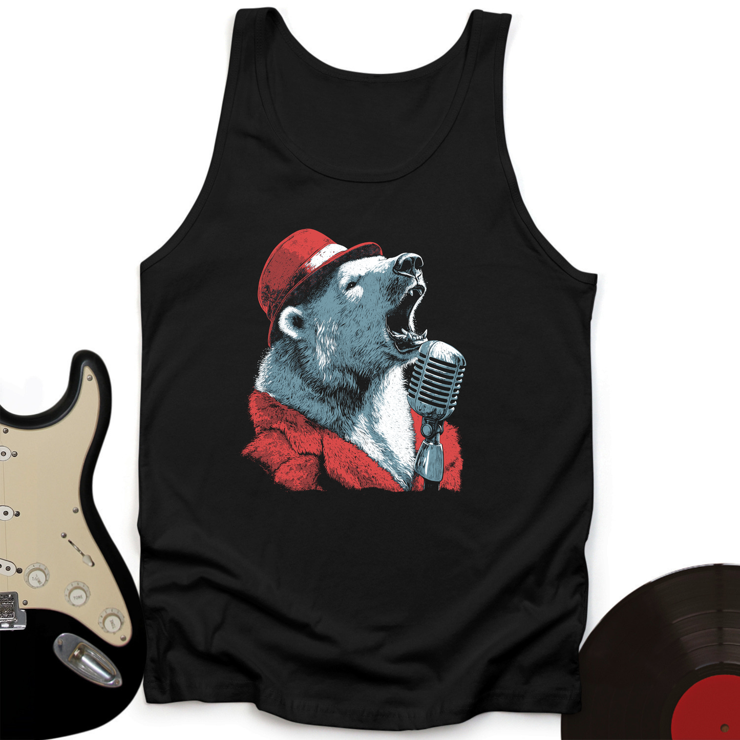 Polar Bear Microphone Unisex Tank Top