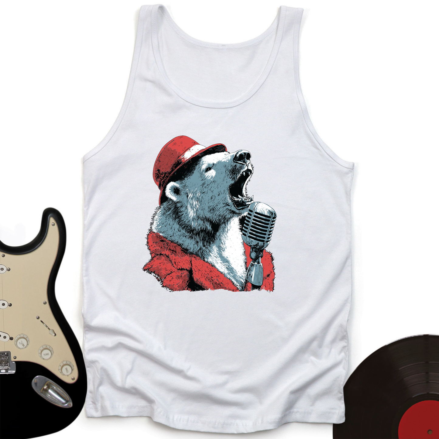 Polar Bear Microphone Unisex Tank Top