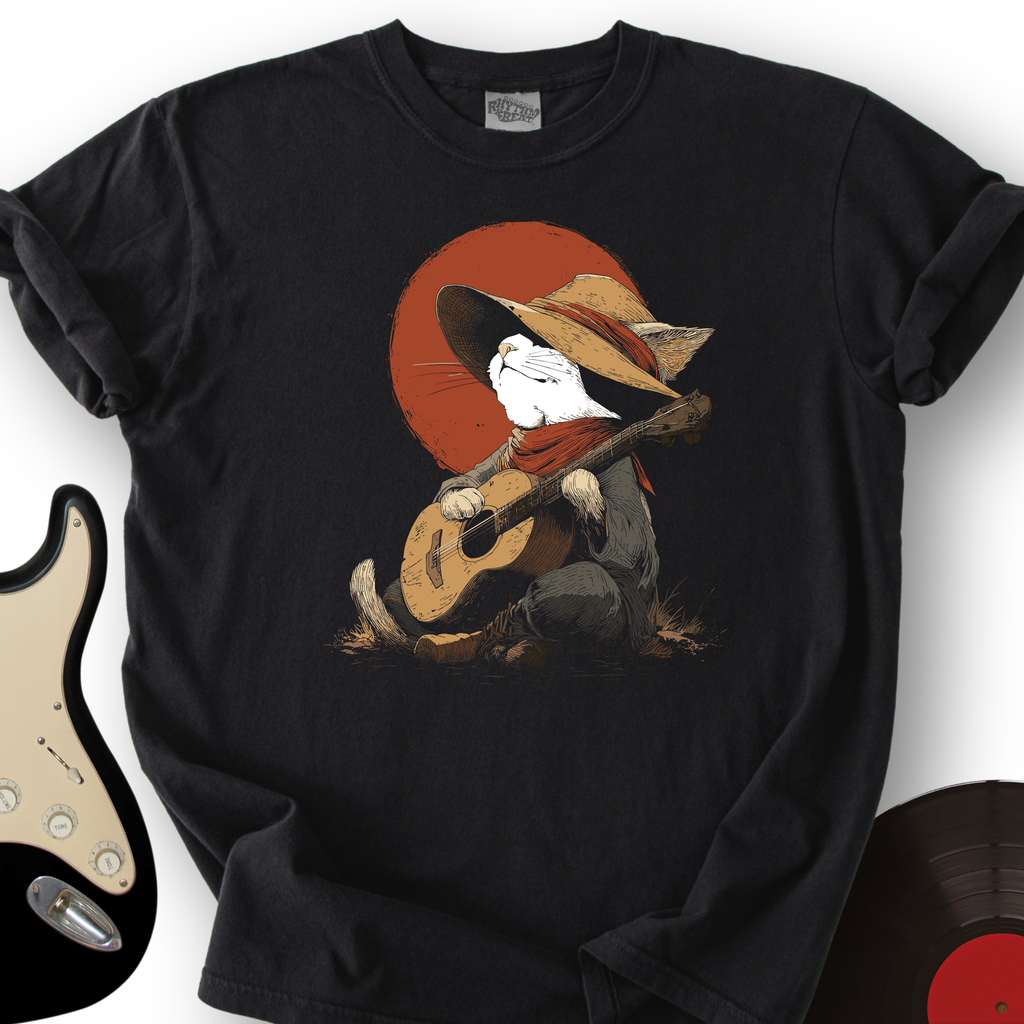 Peaceful Cat Acoustic Guitar T-Shirt