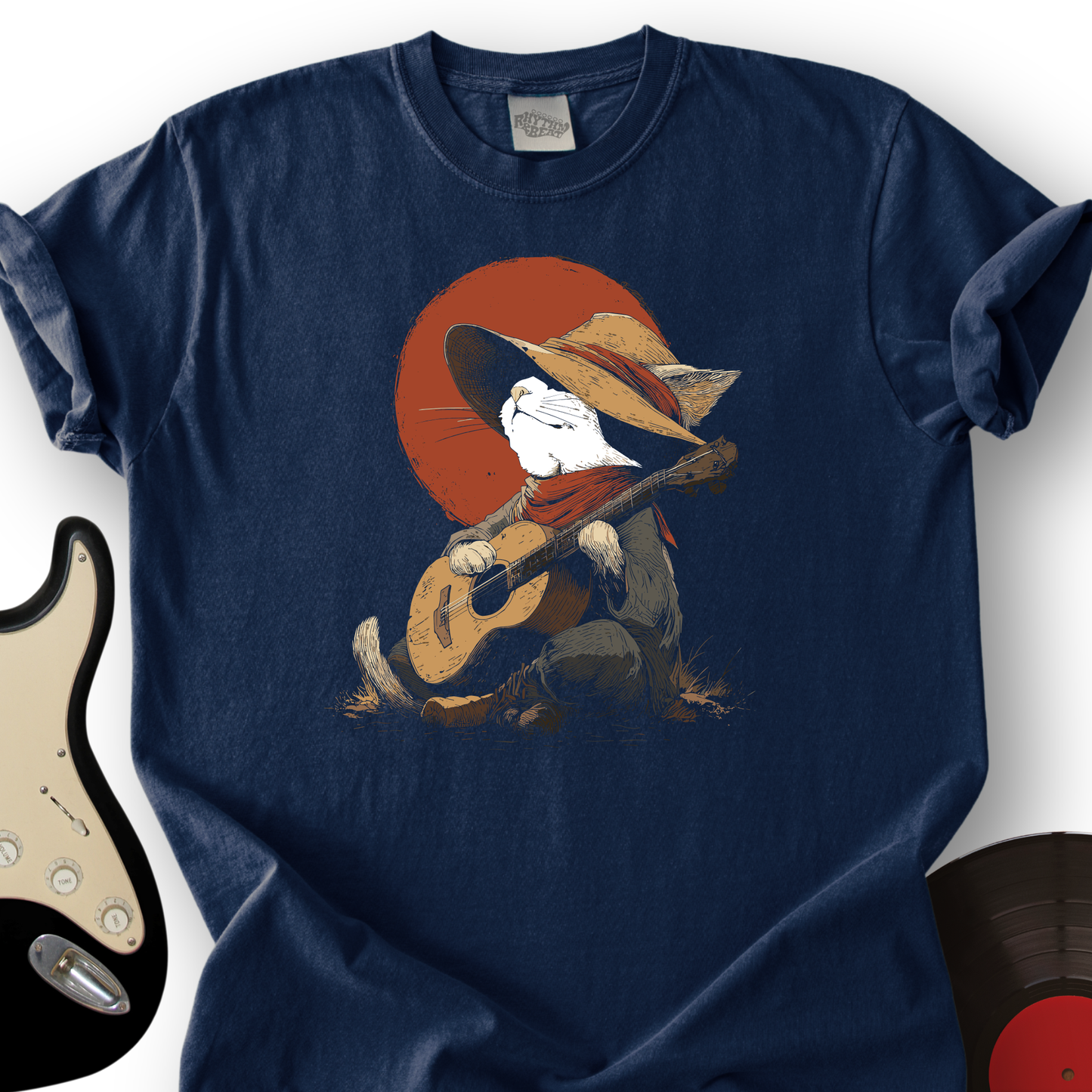 Peaceful Cat Acoustic Guitar T-Shirt