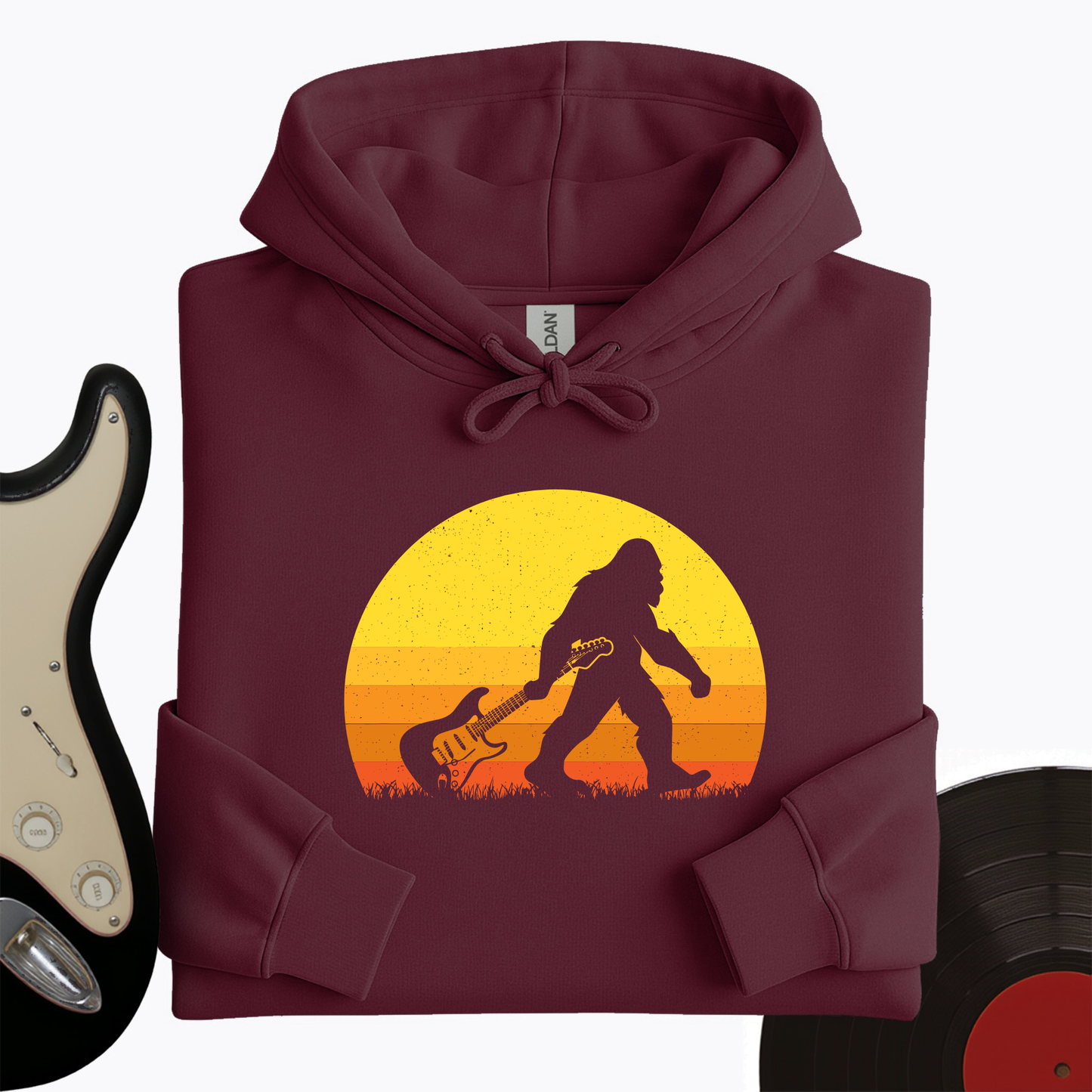 Bigfoot Dragging Guitar Hoodie