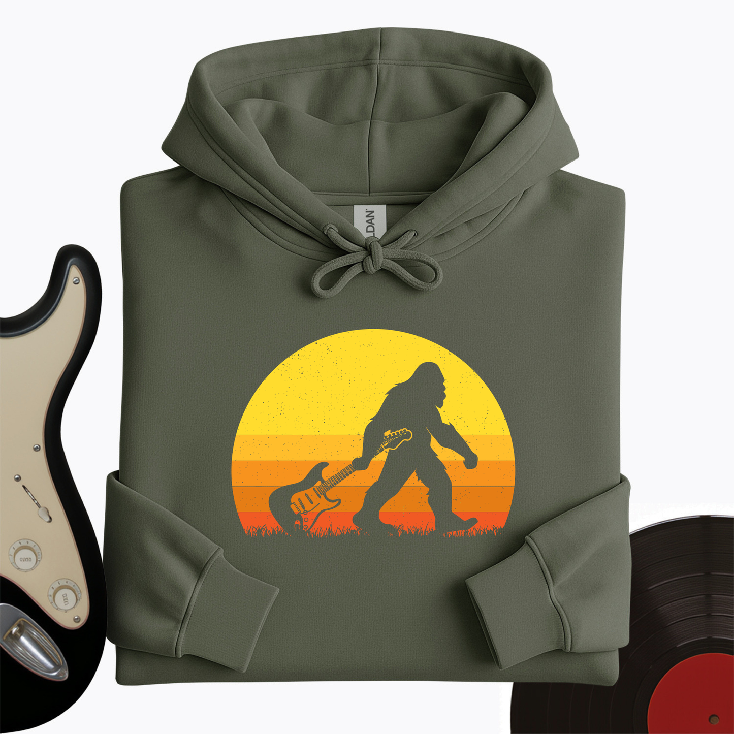 Bigfoot Dragging Guitar Hoodie