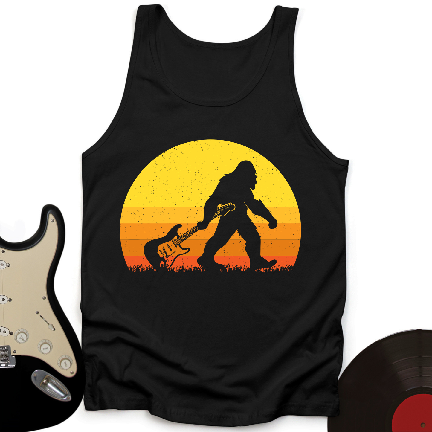 Bigfoot Dragging Guitar Tank Top