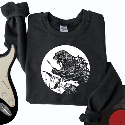 Dino Playing Drums Crewneck