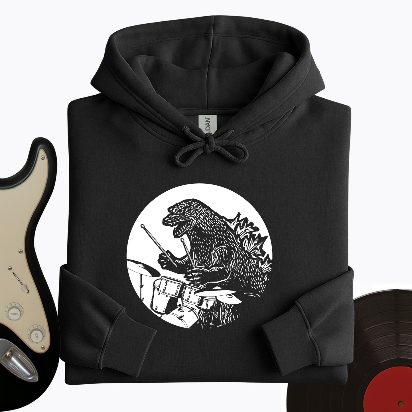 Dino Playing Drums Hoodie