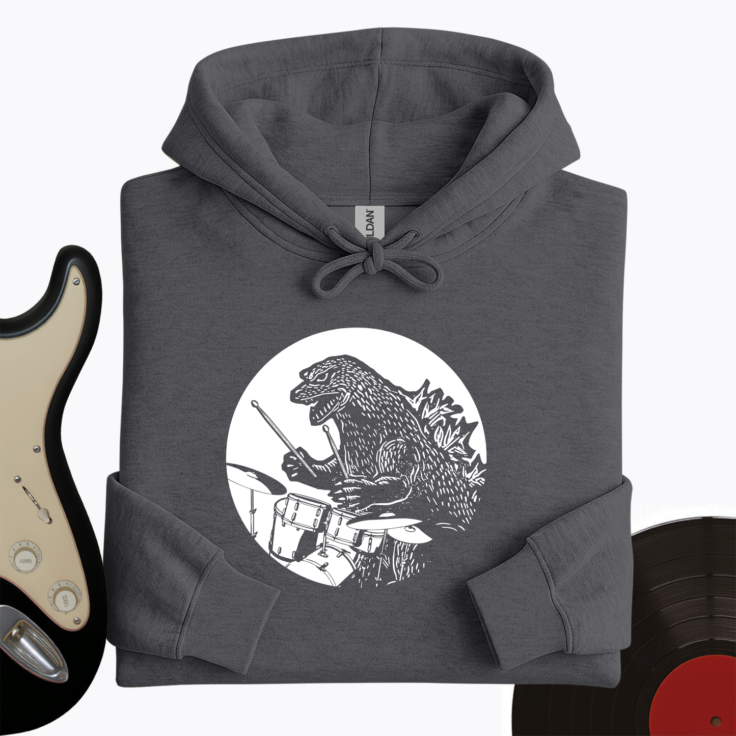 Dino Playing Drums Hoodie