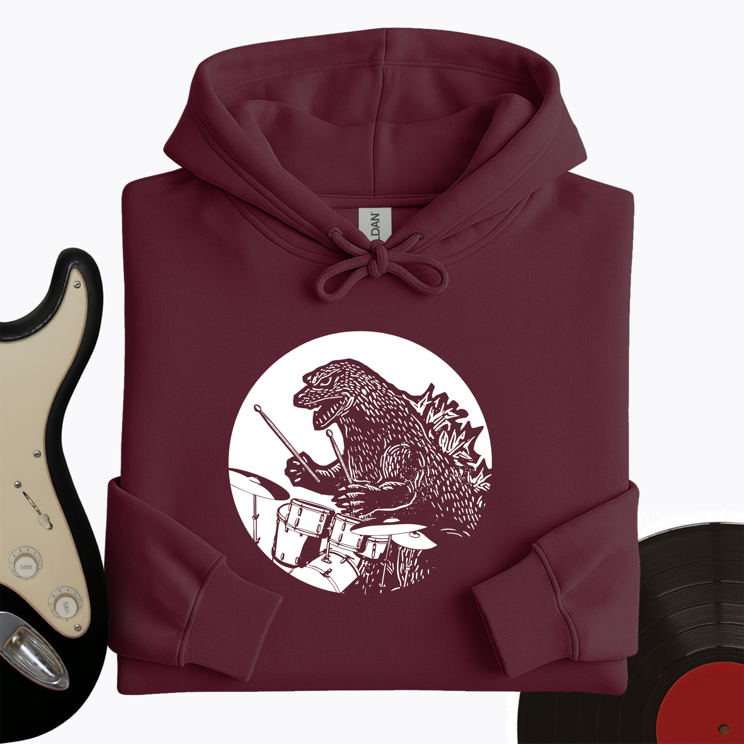 Dino Playing Drums Hoodie