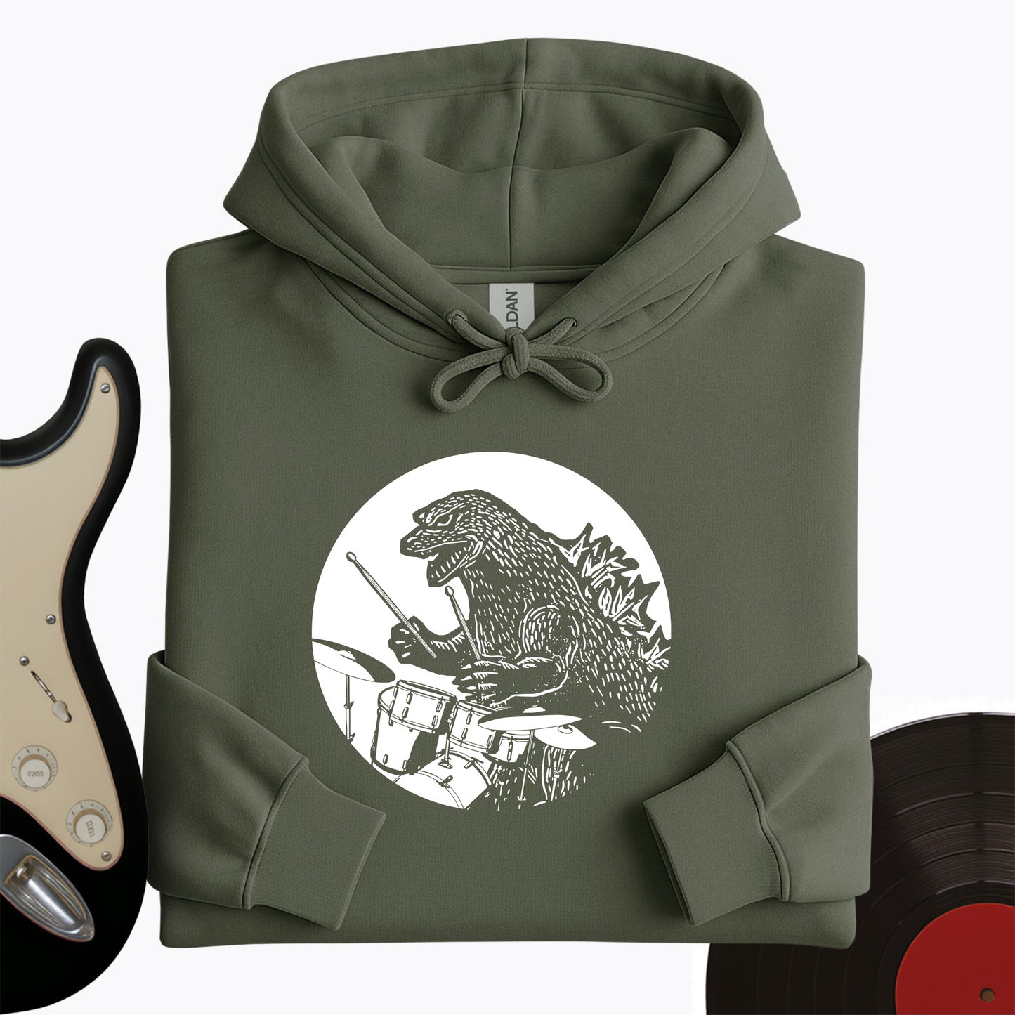 Dino Playing Drums Hoodie