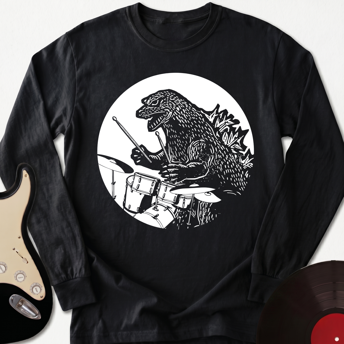 Dino Playing Drums Long Sleeve