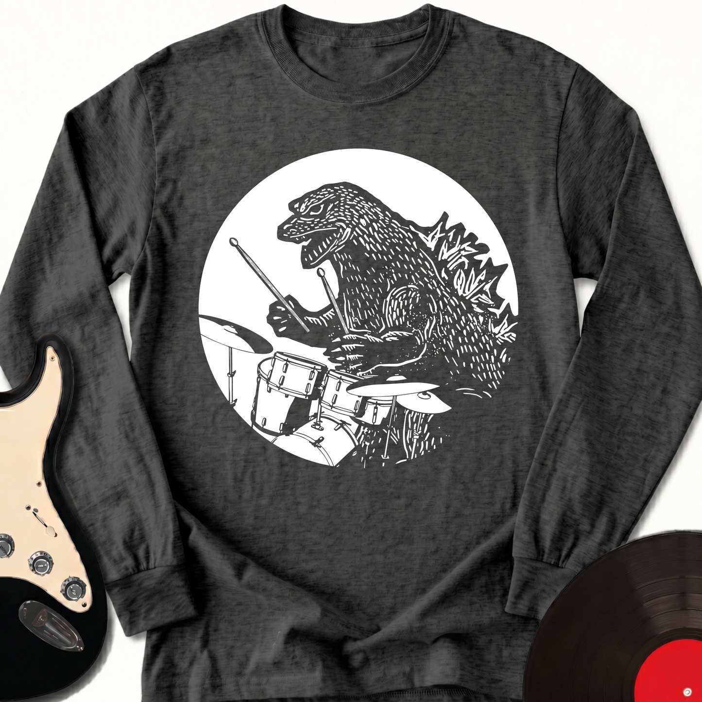 Dino Playing Drums Long Sleeve