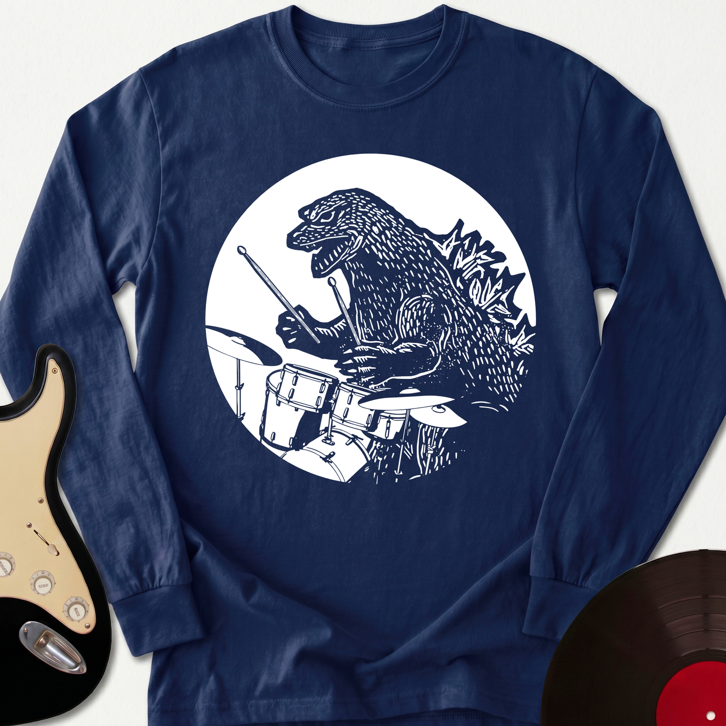 Dino Playing Drums Long Sleeve