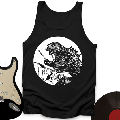 Dino Playing Drums Tank Top