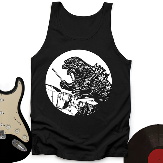 Dino Playing Drums Tank Top