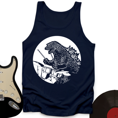 Dino Playing Drums Tank Top