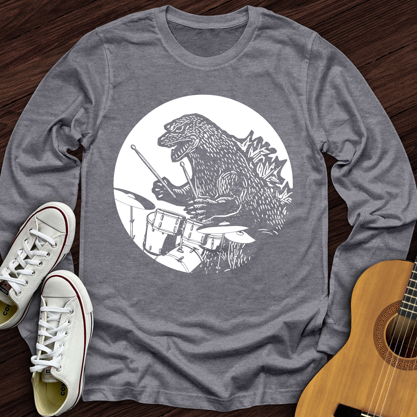 Dino Playing Drums Long Sleeve