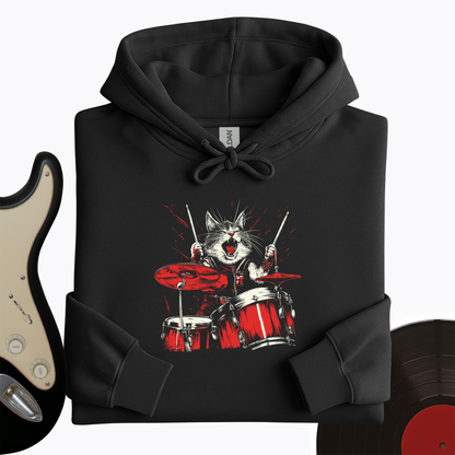 Cat Playing Drums Hoodie