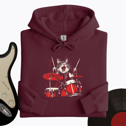 Cat Playing Drums Hoodie