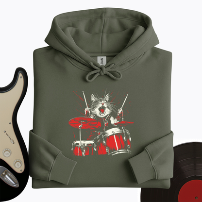 Cat Playing Drums Hoodie