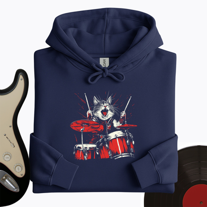 Cat Playing Drums Hoodie