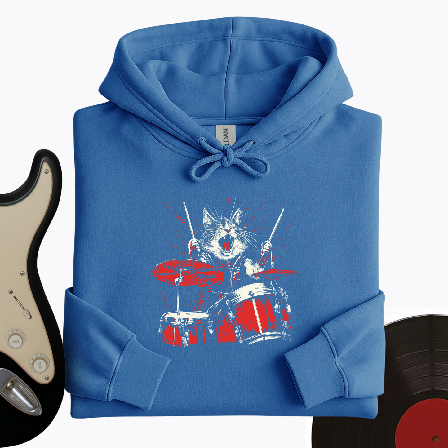 Cat Playing Drums Hoodie