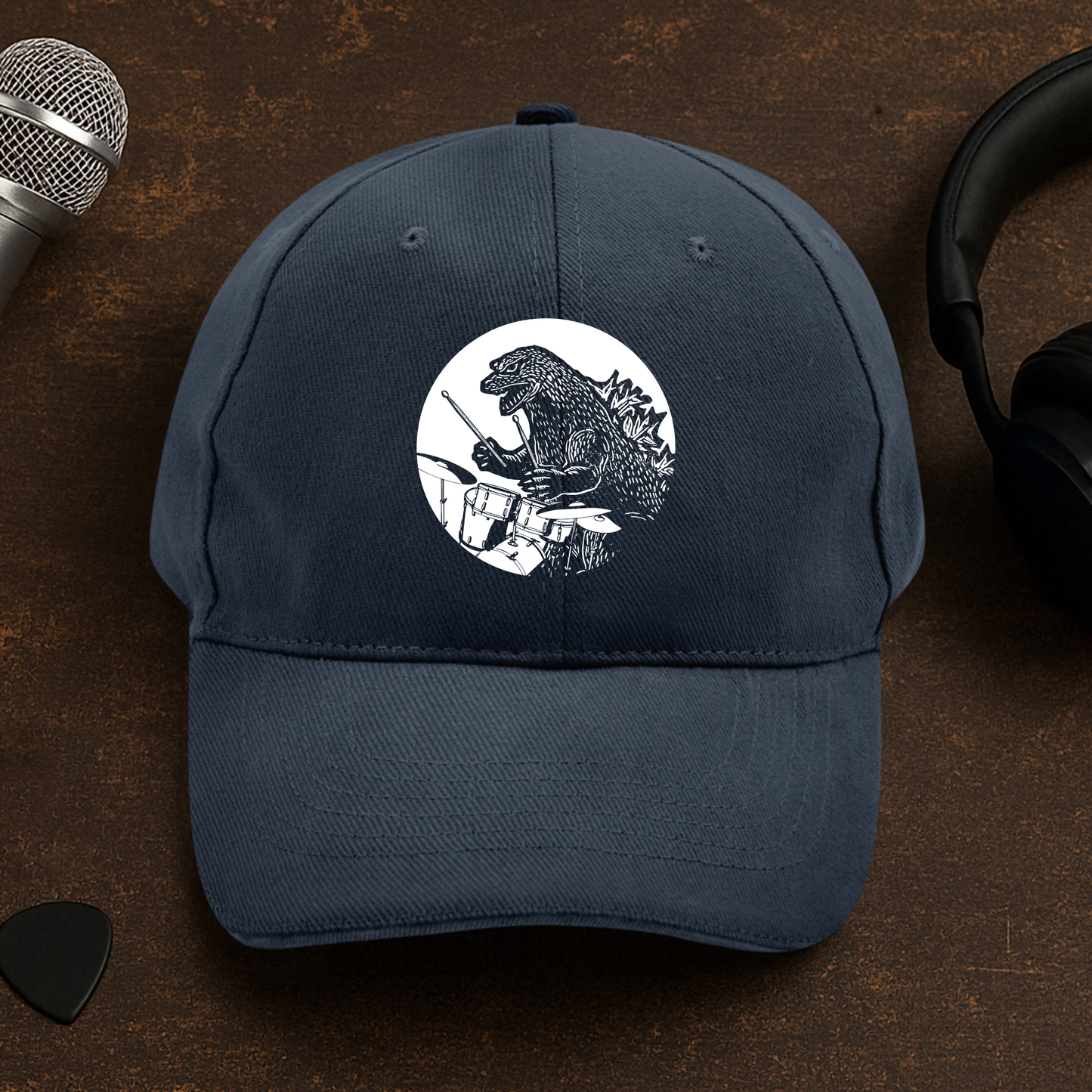 Dino Playing Drums Cap