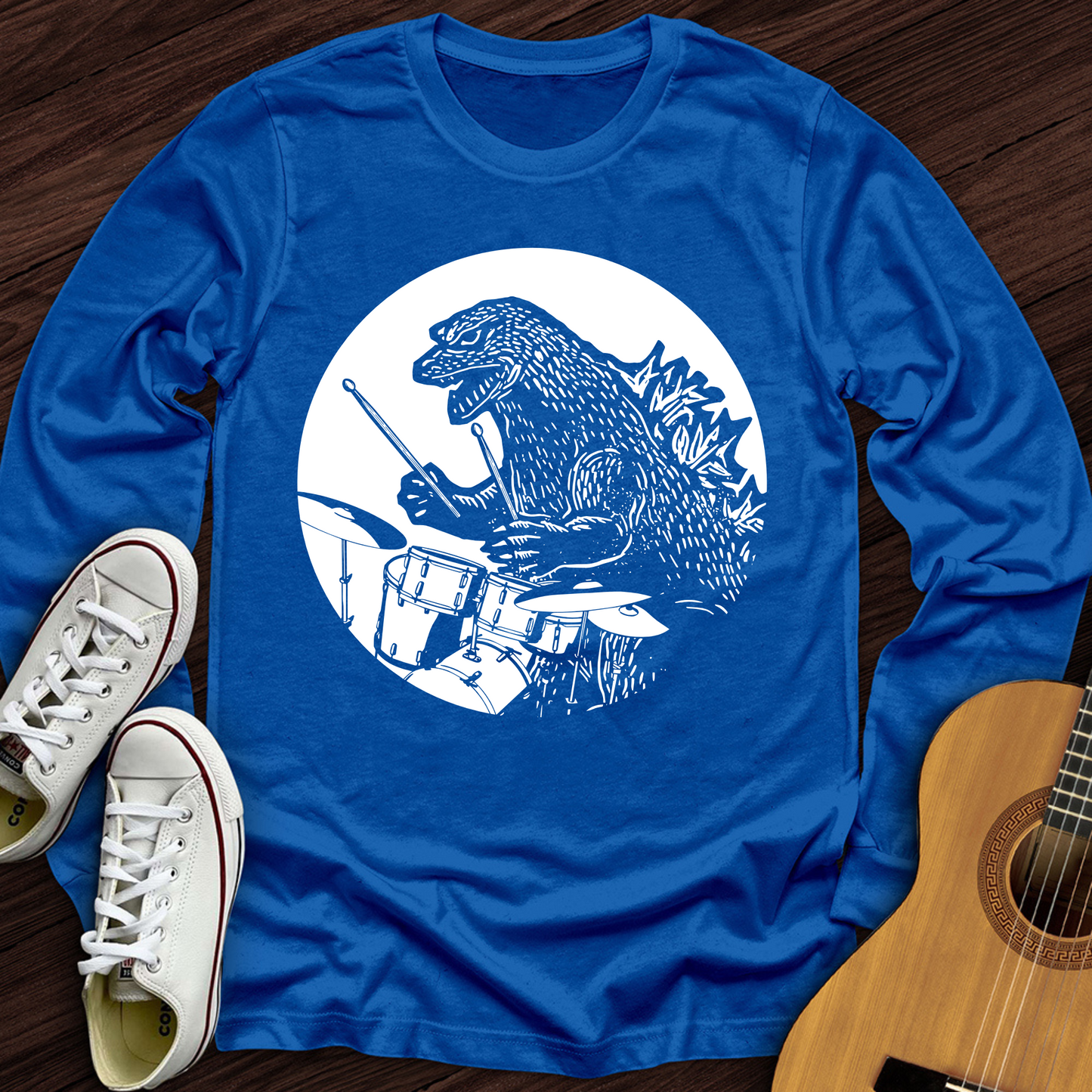 Dino Playing Drums Long Sleeve