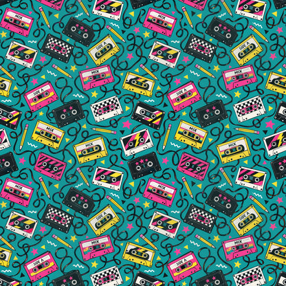 Mixtape Cassette Wrapping Paper pattern close-up