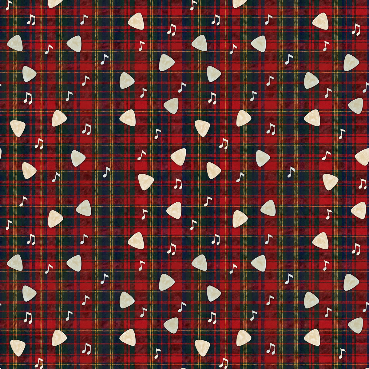 Rock and Roll Tartan Wrapping Paper pattern close-up
