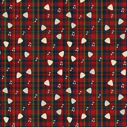 Rock and Roll Tartan Wrapping Paper pattern close-up