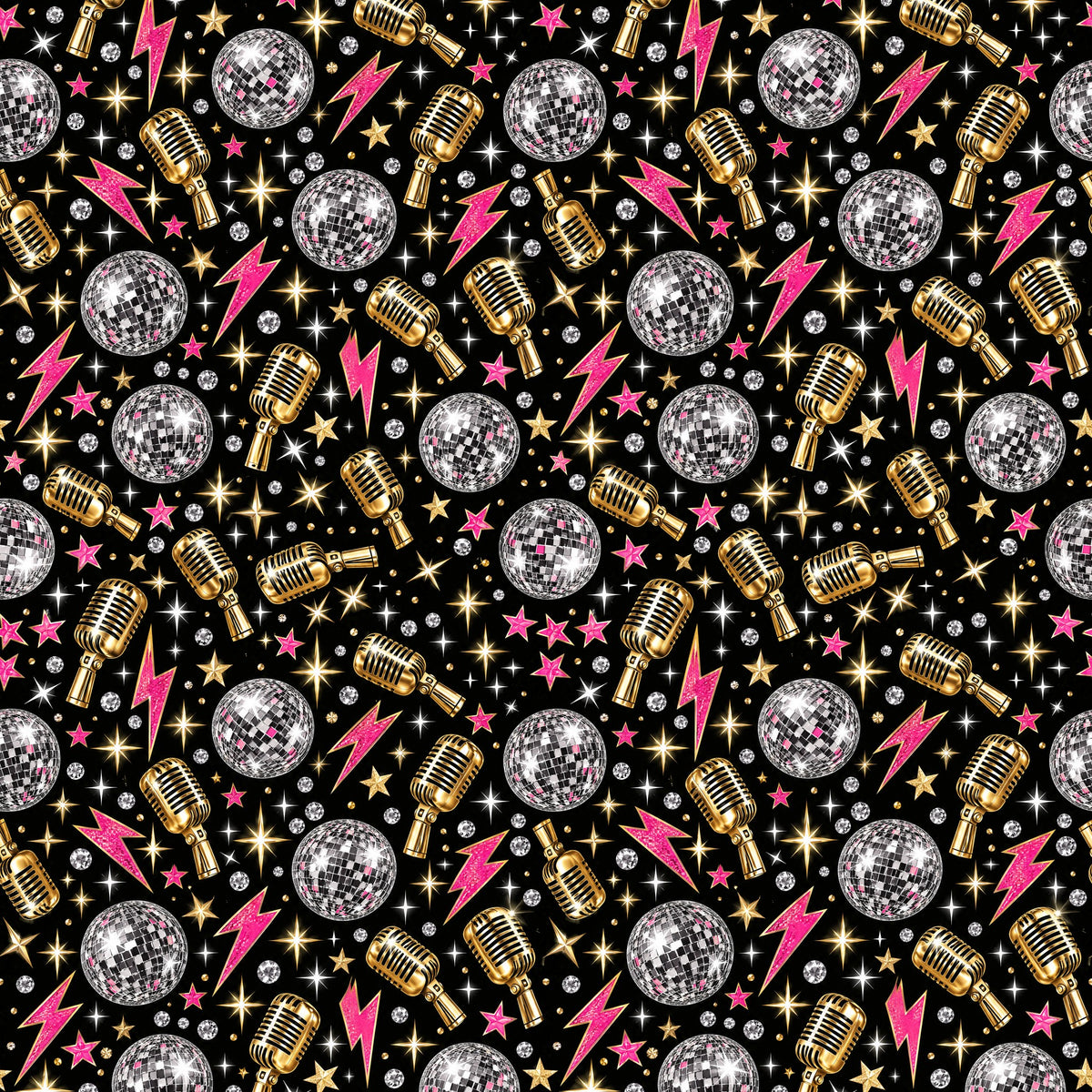 Disco Rock Star Glam Wrapping Paper pattern close-up