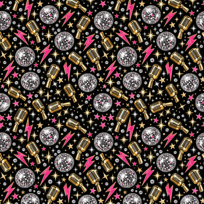 Disco Rock Star Glam Wrapping Paper pattern close-up
