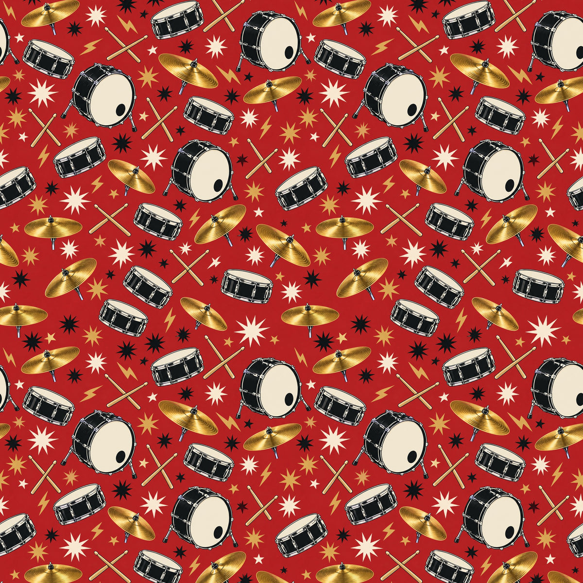 Drummer Wrapping Paper pattern close-up