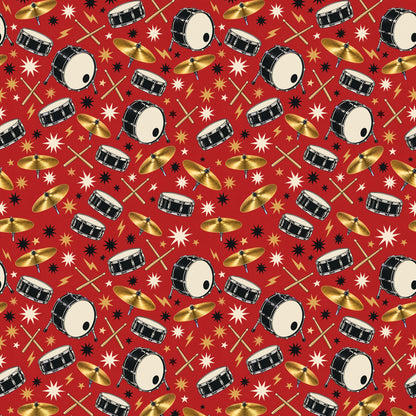 Drummer Wrapping Paper pattern close-up