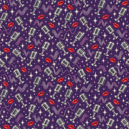 Retro Microphone Wrapping Paper pattern close-up
