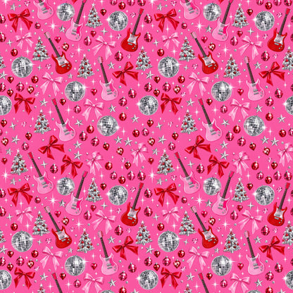 Pinkmas Disco Wrapping Paper pattern close-up