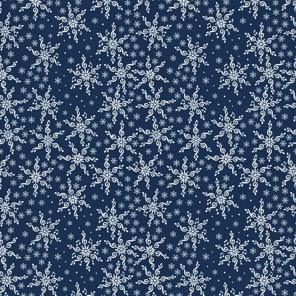 Treble Clef Snowflakes Wrapping Paper pattern close-up