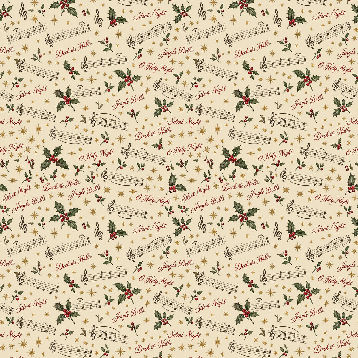 Christmas Carol Sheet Music Wrapping Paper pattern close-up