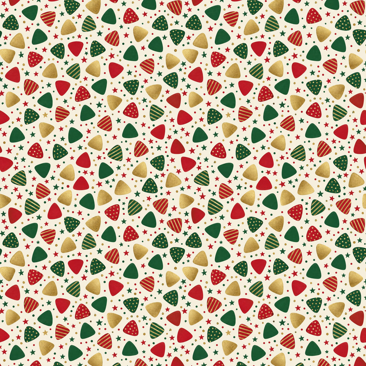 Guitar Pick Confetti Holiday Wrapping Paper pattern close-up