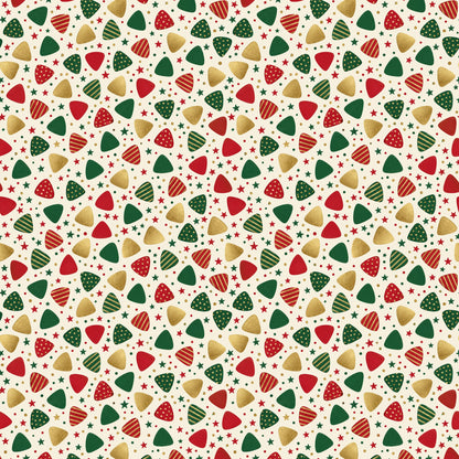 Guitar Pick Confetti Holiday Wrapping Paper pattern close-up