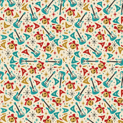 Jingle Bell Rock Retro Wrapping Paper pattern close-up