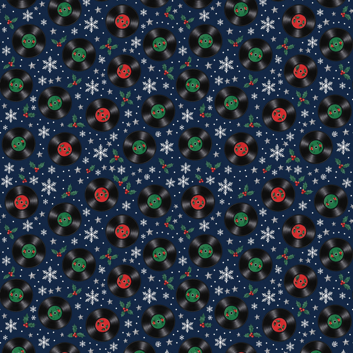 Vinyl Snowfall Christmas Wrapping Paper pattern close-up
